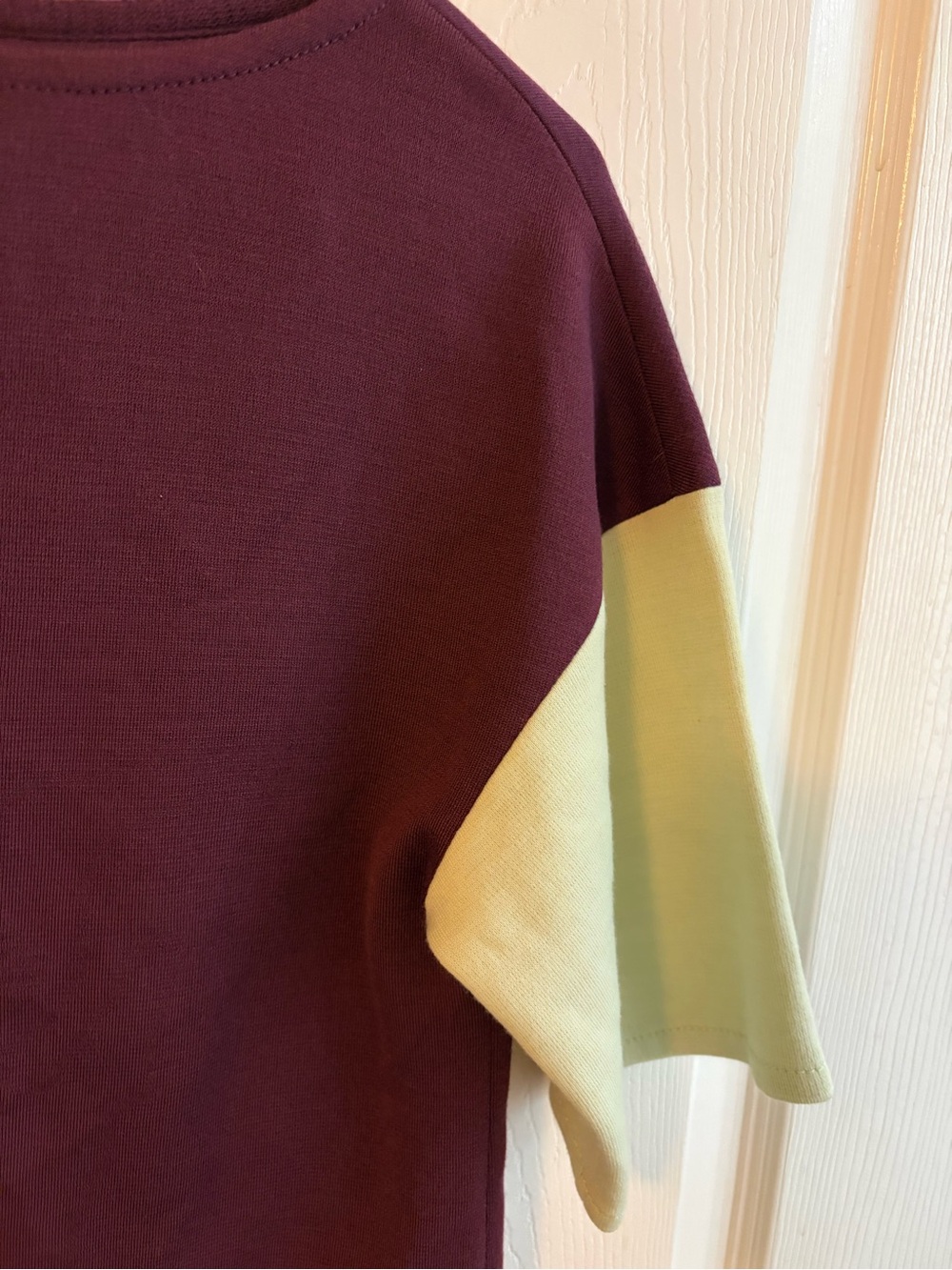 St. John Milano Knit colorblock top in Chambord Multi - Picture 3 of 7
